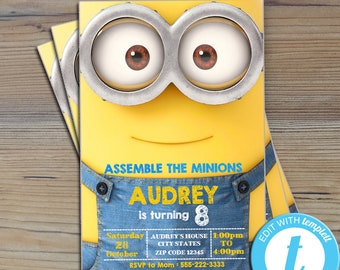 minion invitation etsy