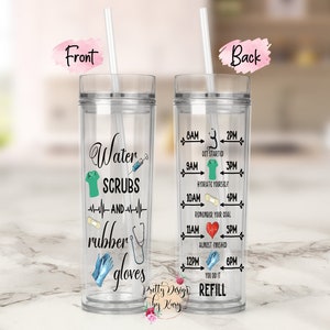 Nurse Tumbler | Nurse Gifts | Nurse Water Bottle | Water Scrubs And Rubber Gloves | Doctor Gift | Motivational Water Bottle | PHD RN