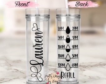 Water Bottle Tracker | Personalized Tumbler | Personalize Water Bottle | Motivation Water Bottle | Custom Water Bottle | Tumbler with Straw