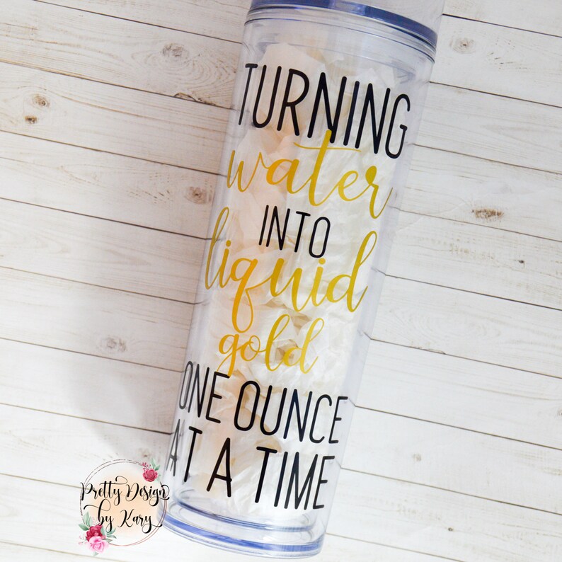 Skinny Tumbler With Straw Water Bottle Tracker Turning Etsy