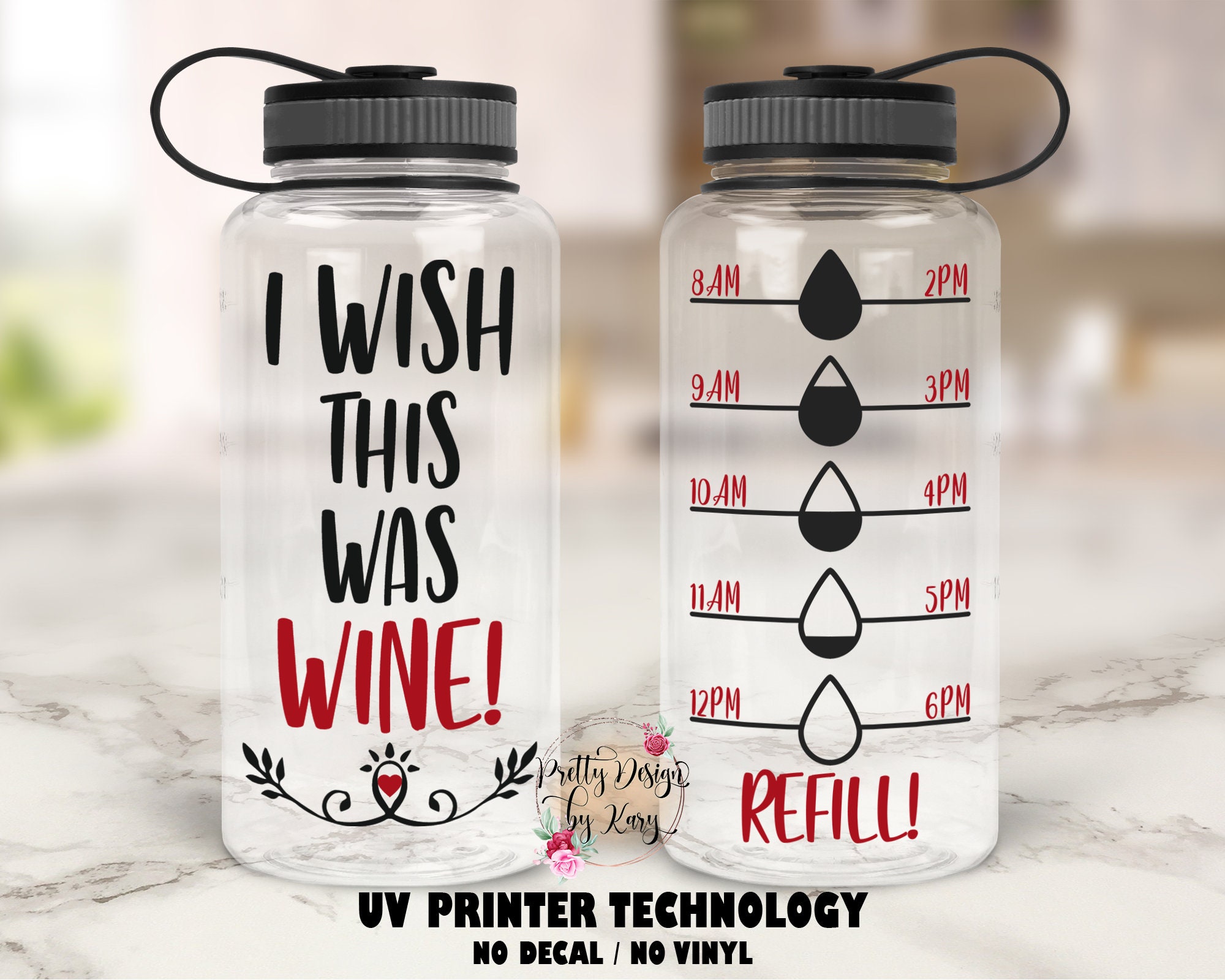 Water Bottle Tracker Motivational Water Bottle I Wish This Etsy