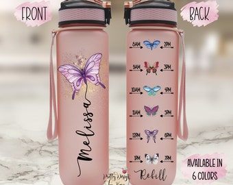Butterfly Water Bottle | Butterflies Water Bottle | Butterfly Tumbler | Custom Water Bottle | Butterfly Gift | Butterfly Birthday | Tracker
