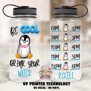 Penguin Water Bottle Tracker | Penguin Gift | Penguin Tumbler | Cute Water Bottle | Motivational Water Bottle | Custom Water Bottle