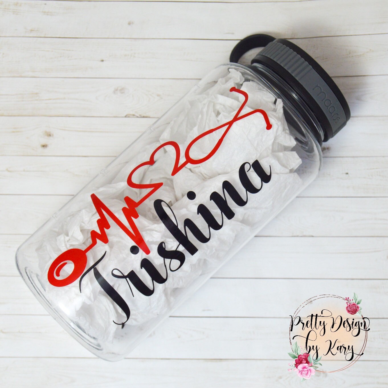 Personalized Nurse Water Tracker Bottle - Gift Idea For Nurse - Livin' The Scrub Life