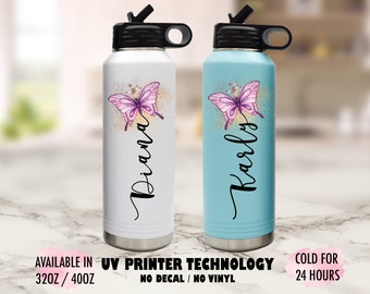 Butterfly Tumbler, Butterfly Water Bottle, Butterflies Water Bottle, Stainless Steel Water Bottle, Custom Water Bottle, Butterfly Gift