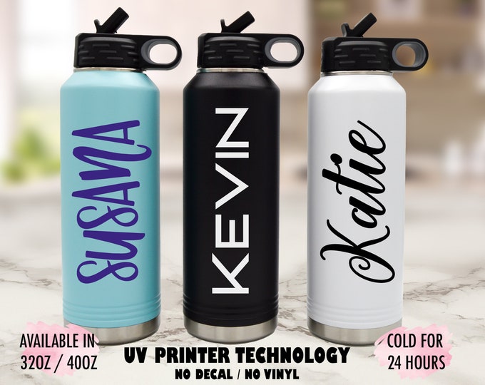 Personalized Insulated Water Bottle, Custom Water Bottle With Straw ...