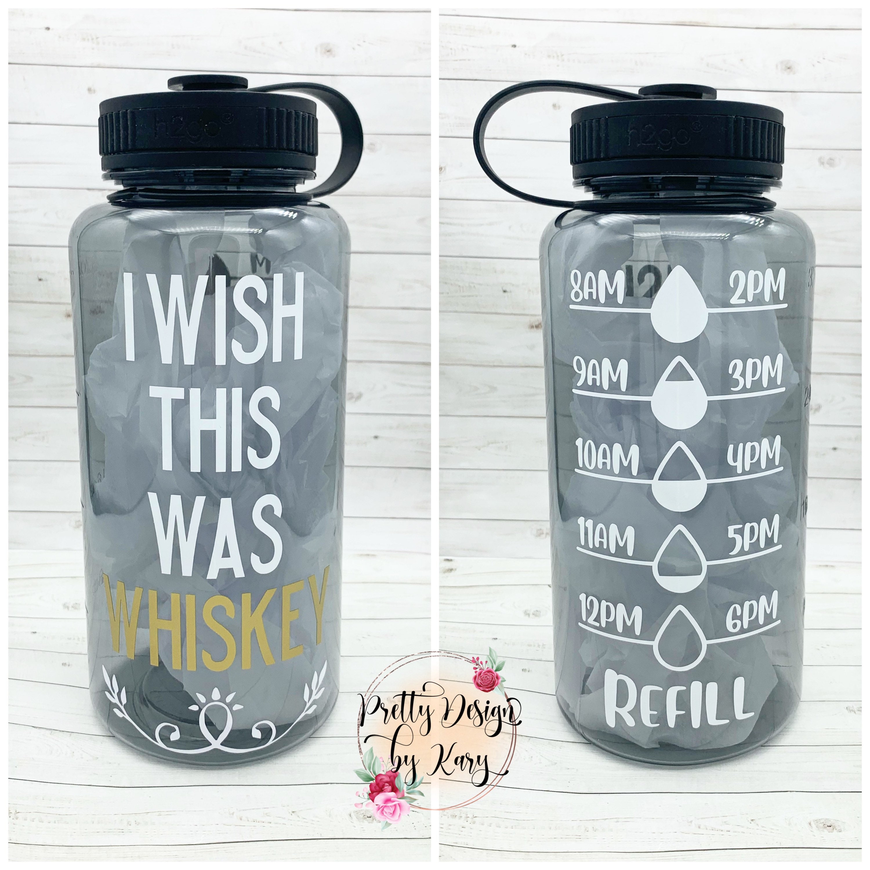 Whiskey Water Bottle Tracker Funny Water Bottle Whiskey Gifts Motivational Water  Bottle With Hourly Time I Wish This Was Whiskey 