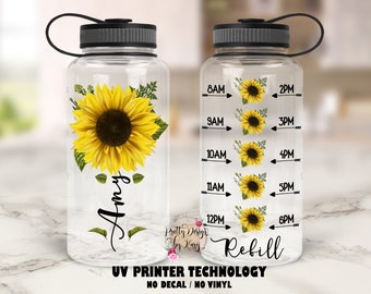 Sunflower Water Bottle | Sunflower Tumbler | Water Bottle Tracker | Sunflower Cup | Sunflower Gifts | Water Bottle Tracker | Custom Bottle