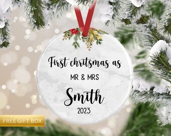 First Christmas Married, Newlywed Ornament, Married Ornament, Mr And Mrs Ornament, Newlywed Gift, Wedding Ornament, Custom First Christmas