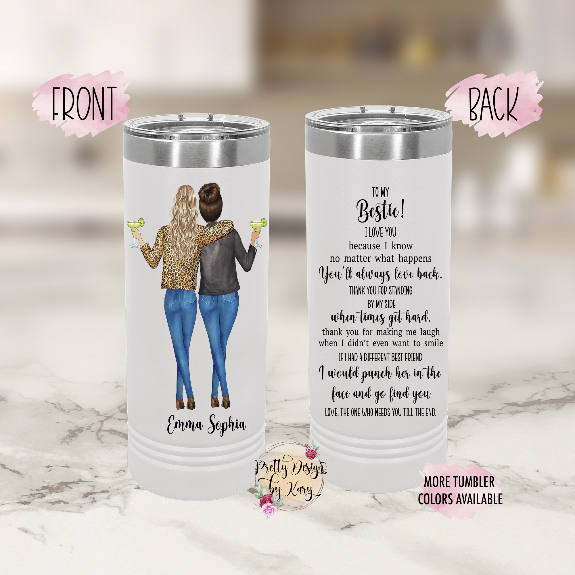 Personalized Tumbler - Up to 6 Sistes - I Would Fight A Bear For You  Sisters  (5222)