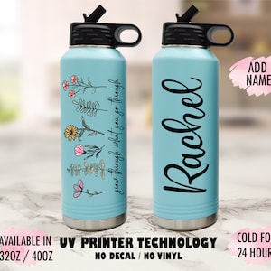 Custom Water Bottle, Stainless Steel Water Bottle, Personalized Water Bottle, Plant Lady, Plant Lover Gift, Plant Quote, Wildflower