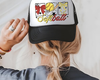 Softball Trucker Hat for Women, Cute Softball Hat, Game Day Hat, Softball Aesthetic Cap, Sports Hat for Her, Softball Mama Trucker Hat