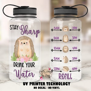 Hedgehog Water Bottle | Hedgehog Tumbler | Custom Water Bottle |  Water Bottle Tracker | Hedgehog Gift | Motivational Water Bottle |Hedgehog