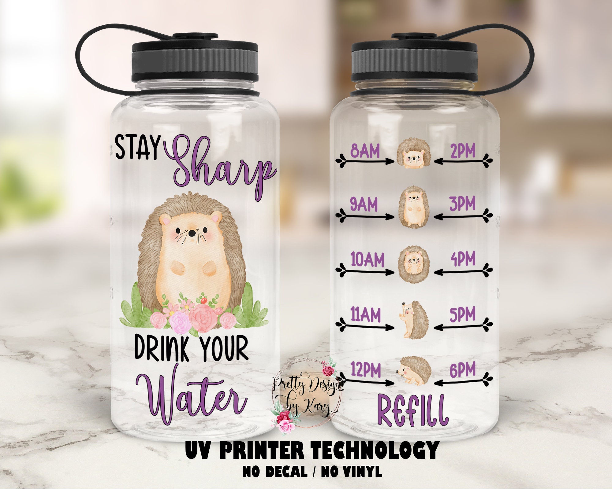 Hedgehog Water Bottle Hedgehog Tumbler Custom Water Bottle Etsy