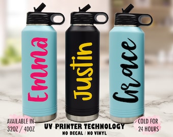Personalized Water Bottle with Straw | Name Water Bottle | Custom Water Bottle | Insulated Water Bottle | Stainless Steel Water Bottle