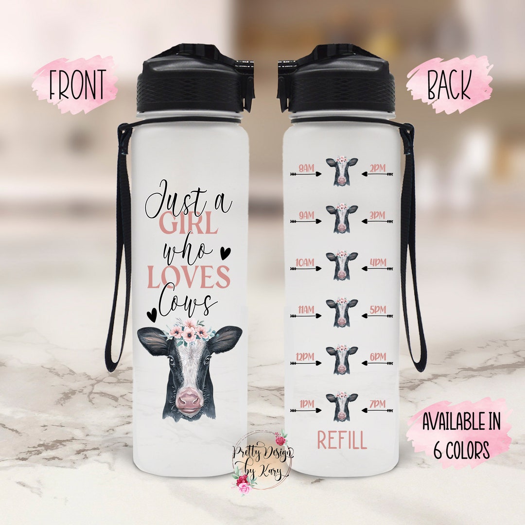 Cow Water Bottle, Cow Gift, Custom Water Bottle, Water Bottle Tracker