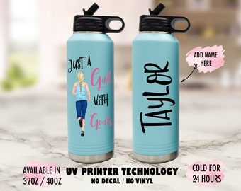 Runner Water Bottle, Running Tumbler, Fitness Tumbler, Just a Girl With Goals, Runner Gifts, Runner Friend Gifts, Gift For Runners