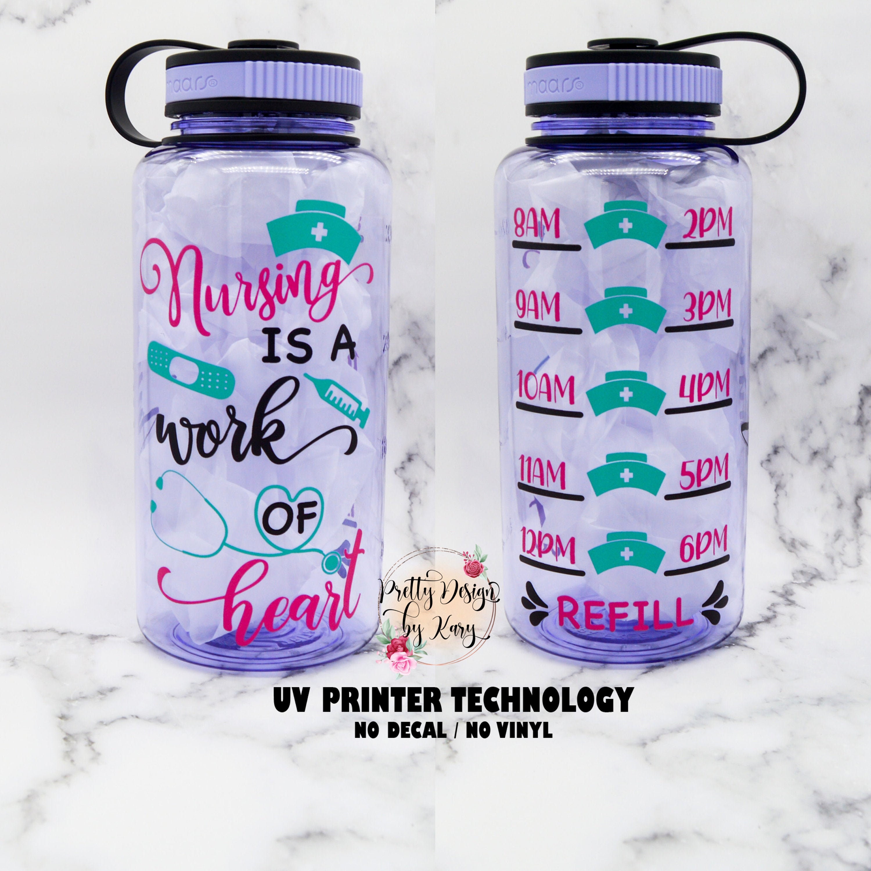 Nurse Gift Nursing is A Work of Heart Water Bottle Tracker Motivational Water  Bottle Scrubs and Rubber Gloves Nurse Appreciation RN 