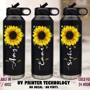 Sunflower Tumbler, Sunflower Water Bottle, Stainless Steel Water Bottle, Sunflower Gift, Custom Water Bottle, Bachelorette Tumblers