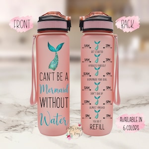 Personalized Water Bottle, Mermaid Water Bottle, Custom Water bottle, Water Bottle With Straw, Motivational Water Bottle, Girls Water Bottle