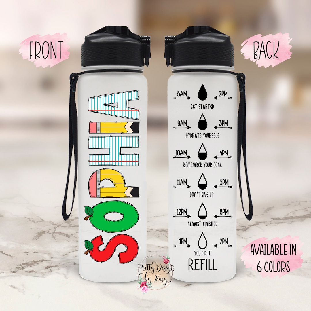 Personalized Teacher Water Tracker Bottle - Best Gift For Teacher