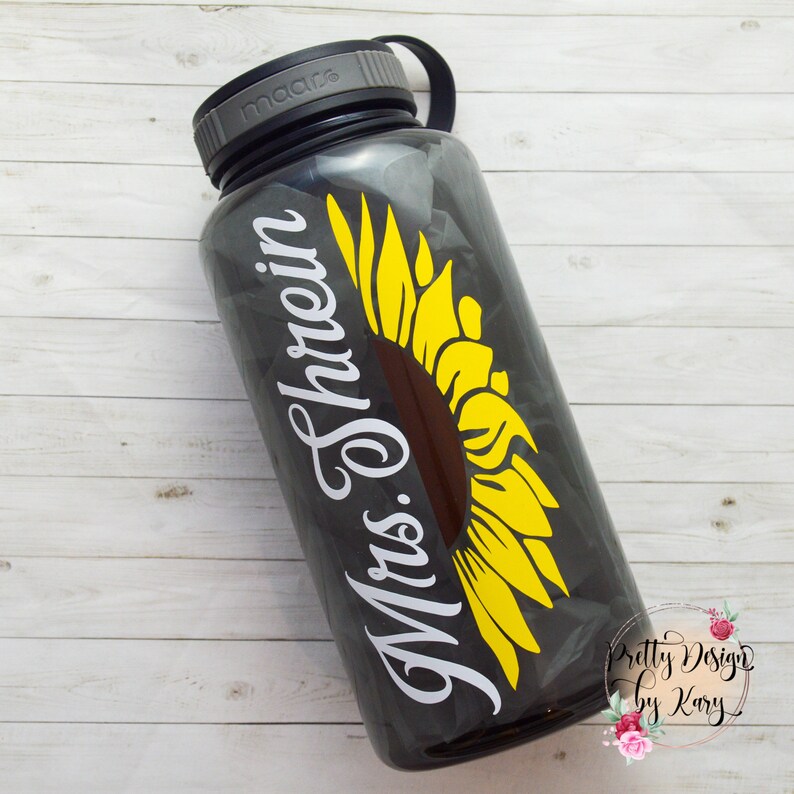 Personalized Sunflower Water Bottle Track Sunflower Tumbler Etsy
