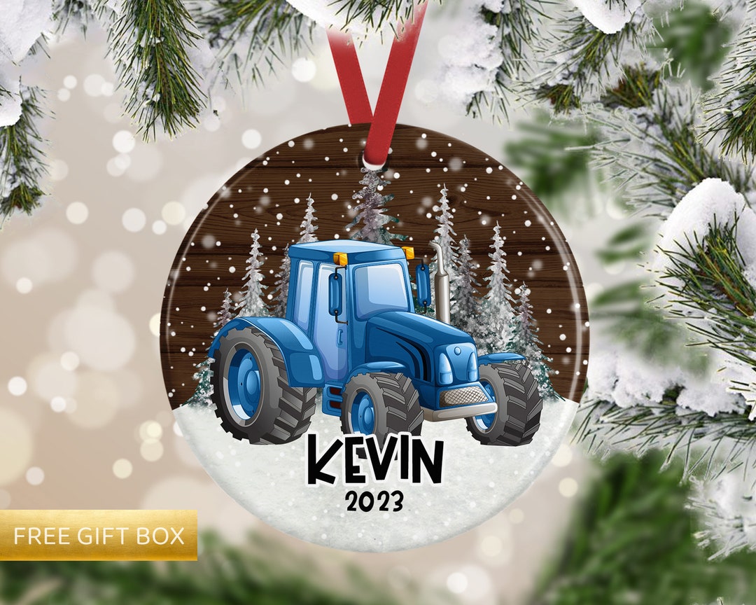Blue Tractor Christmas Ornament, Tractor Ornament, Boy Gift, Boy