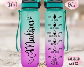 Personalized Water Bottle, Custom Water bottle, Water Bottle With Straw, Motivational Water Bottle, Water Bottle Tracker, Sport Water Bottle