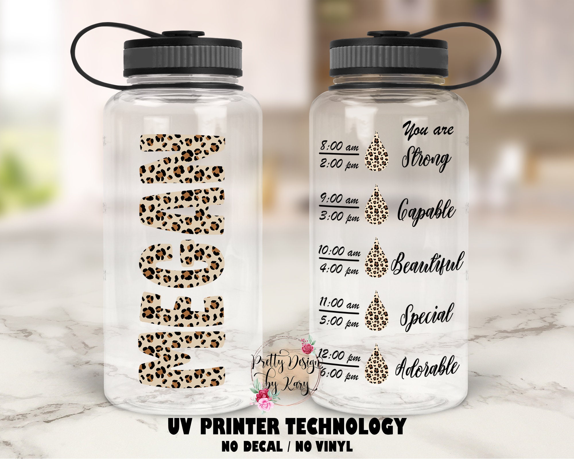 Leopard Print Water Bottle Leopard Tumbler Cheetah Print Water Bottle Name Water  Bottle Water Bottle Tracker Leopard Print Gifts 