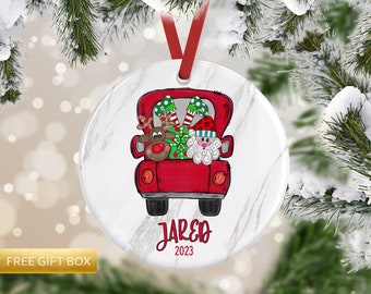 Santa Car Ornament, Children's Christmas Ornament, Baby's First Christmas Ornament, Tractor Ornament, Truck Ornament, Kids Car Ornament