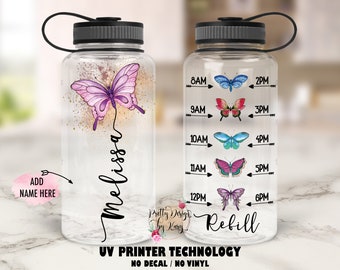 Butterfly Water Bottle | Butterflies Water Bottle Tracker | Personalized Water Bottle | Custom Water Bottle | Butterfly Gift | Gift For Her