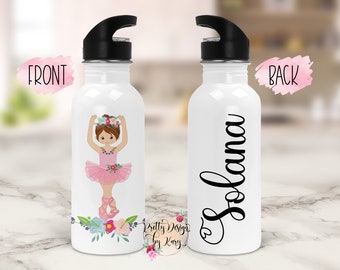 Ballerina Water Bottle, Ballerina Gifts, Ballet Water Bottle, Personalized Water Bottle, Ballerina Birthday, Kids Water Bottle, Teen Gift