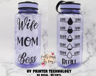 Mom Wife Boss Water Bottle Tracker | Motivational Water Bottle |  Personalized Water Bottle | Gift for Mom | Gift for Wife Mother’s Day Gift