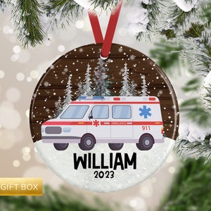 Ambulance Ornament, Paramedic Ornament, EMT Ornament, Ornaments For Kids, EMT Gift, Personalize Ornament, Kids Ornaments, Custom Ornament