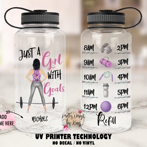 Personalized Water Bottle | Fitness Tumbler | Gym Water Bottle | Just a Girl With Goals | Motivational Bottle | Custom Water Bottle Tracker