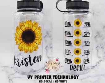 Sunflower Water Bottle Tracker | Sunflower Tumbler | Motivational Water Bottle | Sunflower Tumbler | Sunflower Gifts | Best Friend Gift
