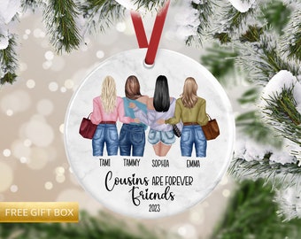 Cousin Ornament, Cousins Gifts, Cousins Are Forever Friends, Best Friend Ornament, Family Portrait Ornament, Gift For Cousin, Best Friends