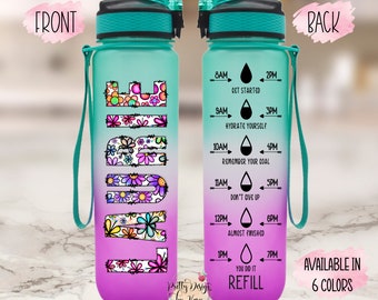 Personalized Water Bottle | Water Bottle with Straw | Water Bottle Tracker | Custom Water Bottle| Name Water Bottle | Sport Water Bottle