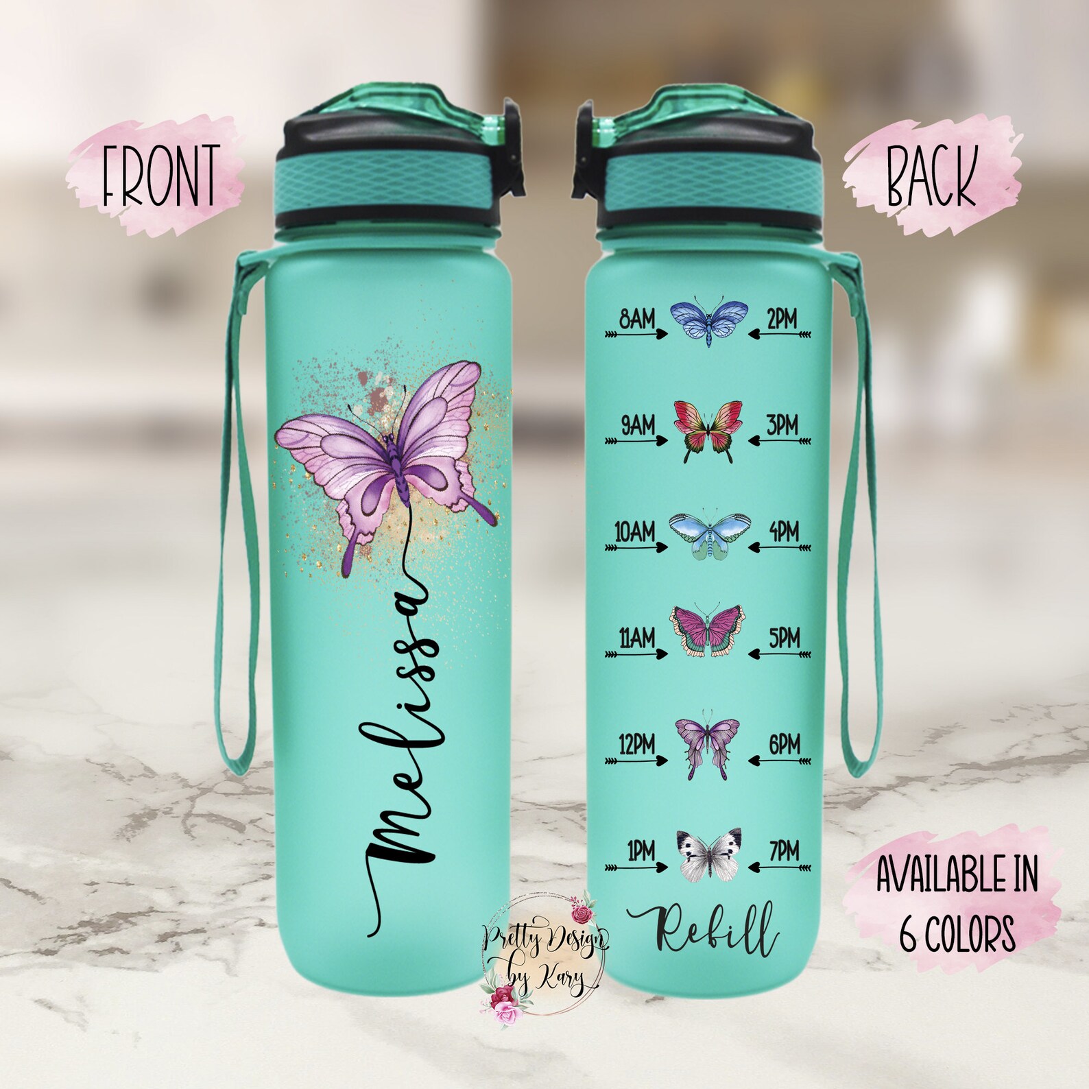 Butterfly Water Bottle Butterflies Water Bottle Butterfly Etsy