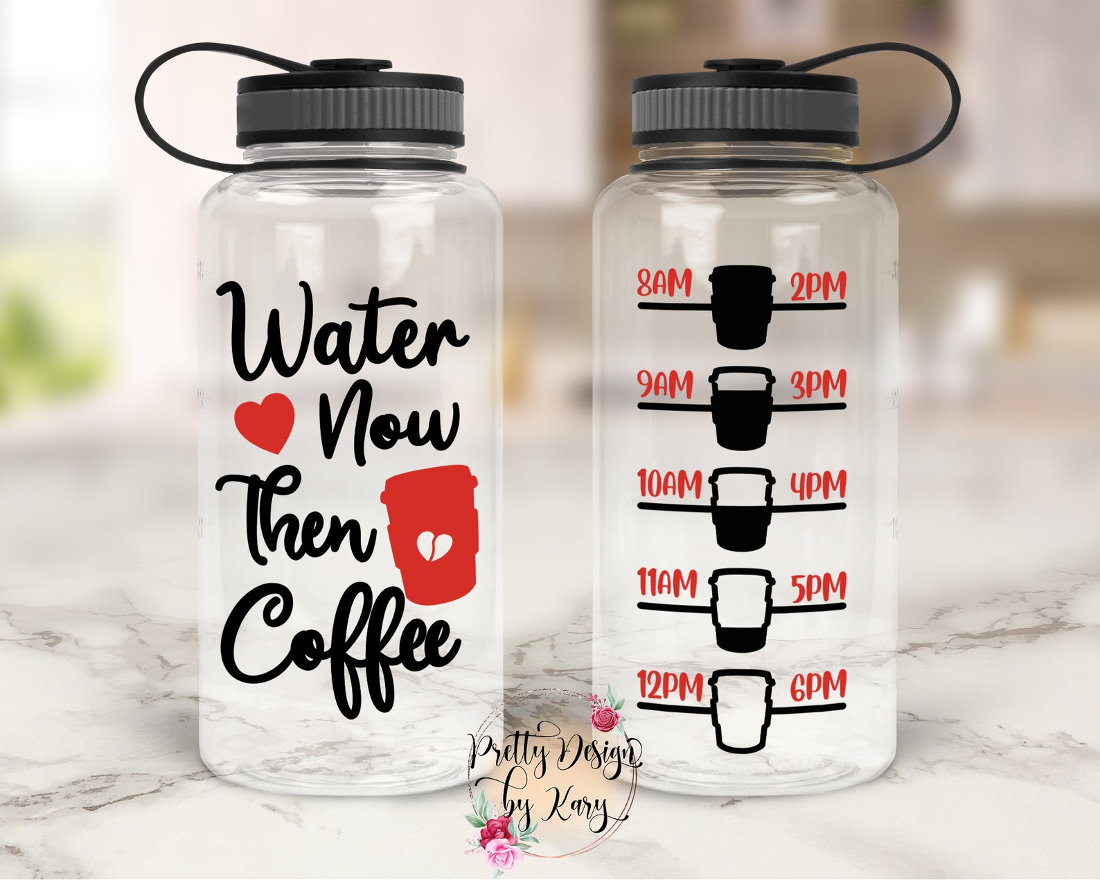 Water Bottle Tracker Hourly Time Tracker Water Now Then Etsy