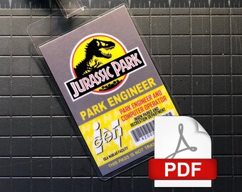 Jurassic Park Engineer ID Badge - [PDF Digital Download]