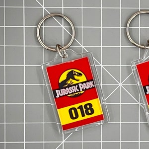 Jurassic Park Numbered Keychain Mirror Tag Style image 1