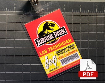 Jurassic Park Lab Technician ID Badge - [PDF Digital Download]