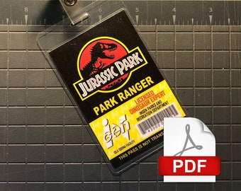 Jurassic Park Ranger ID Badge - Black [PDF Digital Download]