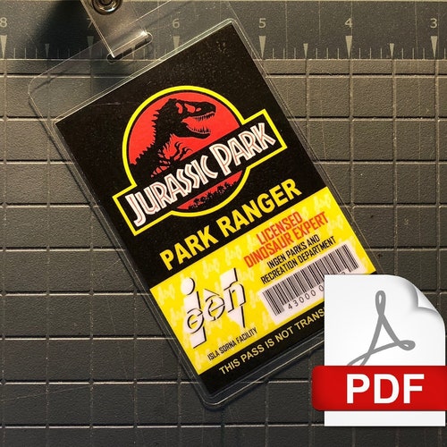 Jurassic Park Ranger ID Badge Black PDF Digital Download - Etsy
