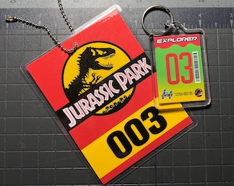 Jurassic Park Explorer Keychain & Mirror Tag Combo