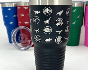 Vaso de 30 oz con logotipos de dinosaurios jurásicos