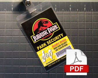 Jurassic Park Security ID Badge - Black [PDF Digital Download]