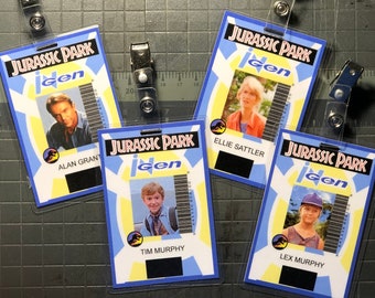 Jurassic Park InGen ID Badge Set! Includes All 4 Badges! Alan, Ellie, Tim and Lex