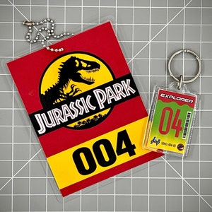 Jurassic Park Explorer Keychain & Mirror Tag Combo